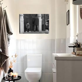 ZNHART black white humor wall decor elevates bathroom ambiance with retro whimsy.