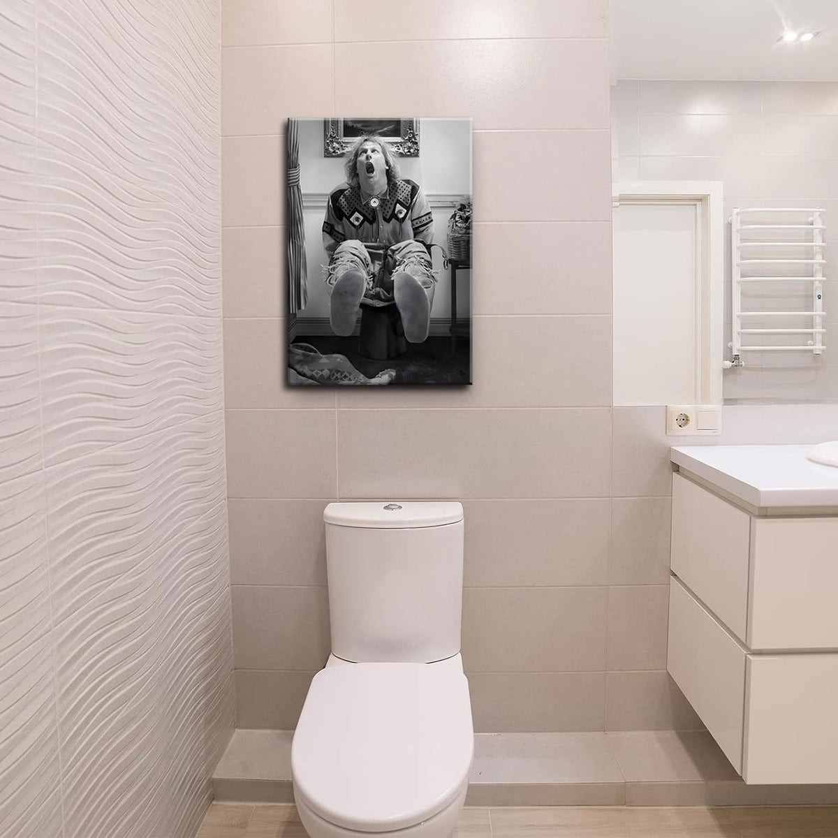 ZNHART Dumb and Dumber toilet-scene poster in black and white for retro charm