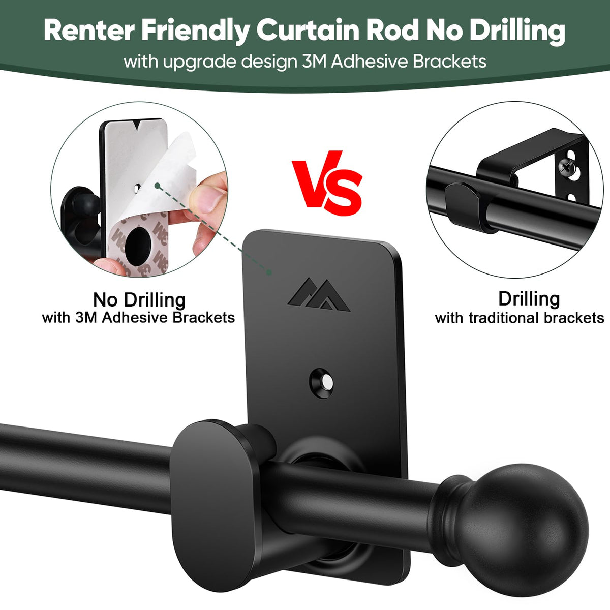 Easy two-step installation of ZNONOX curtain rod system
