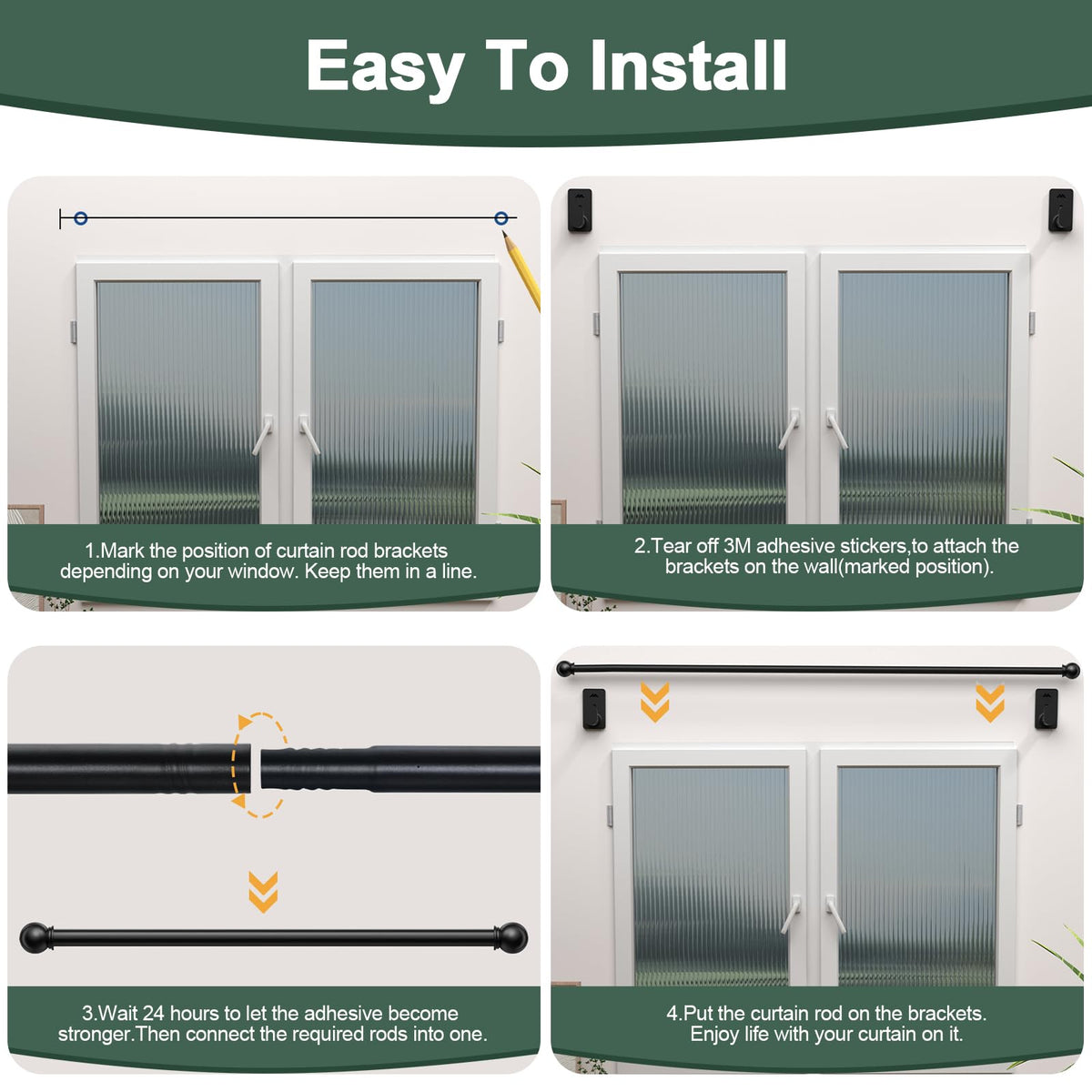 Rental apartment decor with ZNONOX no-drill curtain rod