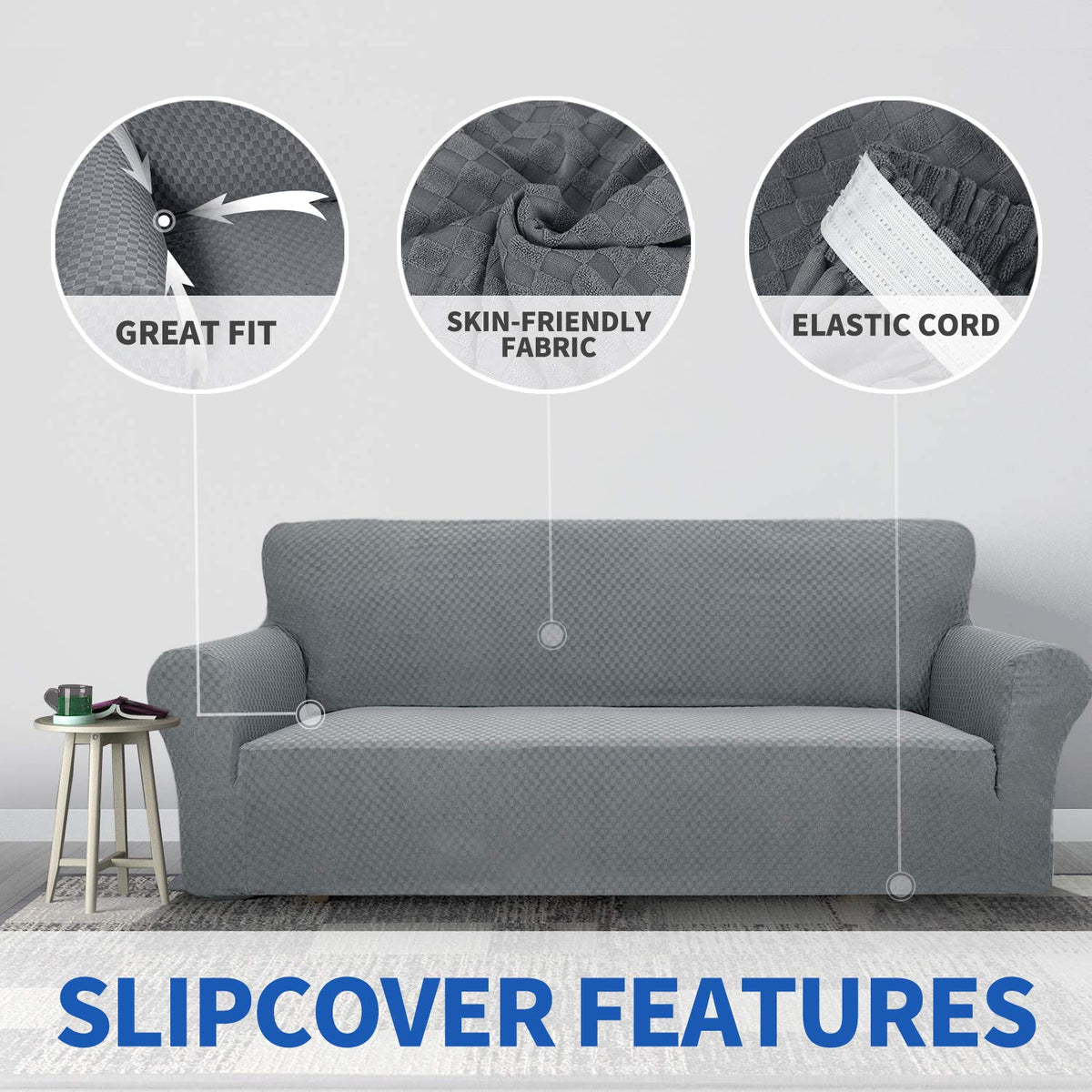 ZNSAYOTX anti-slip foam rods keep the slipcover in place for a smooth finish.