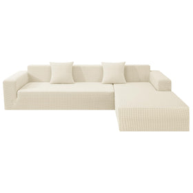 ZNSAYOTX beige slipcover adds a fresh, modern touch to living rooms.