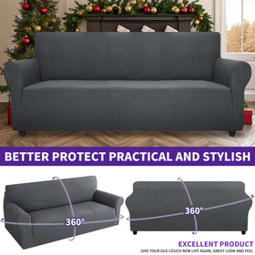 ZNSAYOTX couch cover on sofa in dark grey protects upholstery.