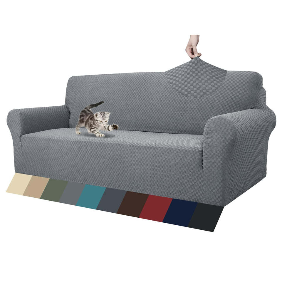 ZNSAYOTX jacquard couch cover on a 3-cushion sofa for full protection and style.