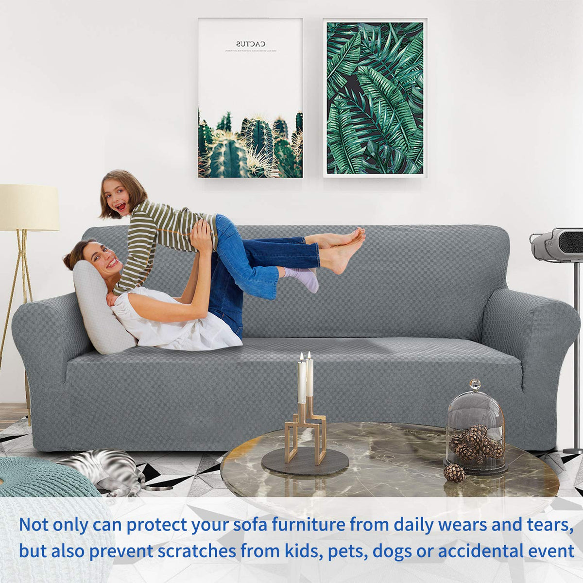 ZNSAYOTX loveseat slipcover in light grey enhances style and guards against pets