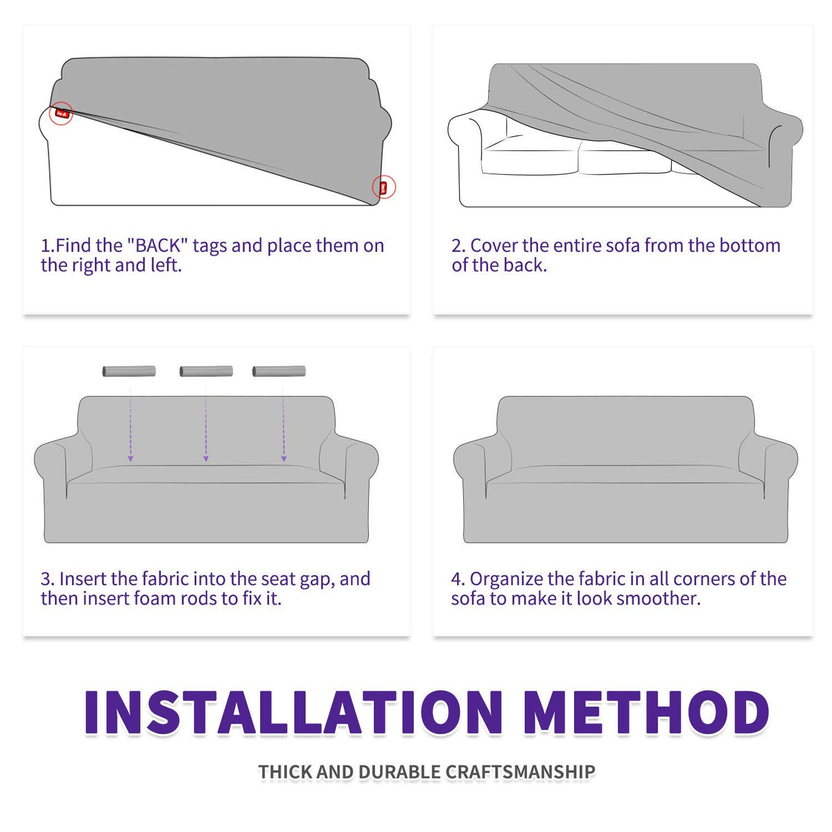 ZNSAYOTX one-piece slipcover offers simple, quick installation.