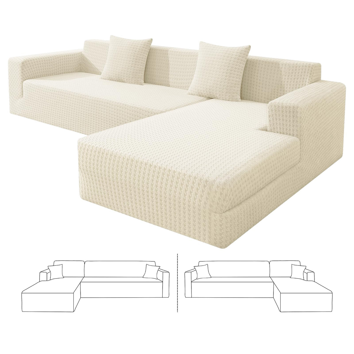 ZNSAYOTX stretch sectional couch cover in houndstooth texture protects and refreshes your sofa.