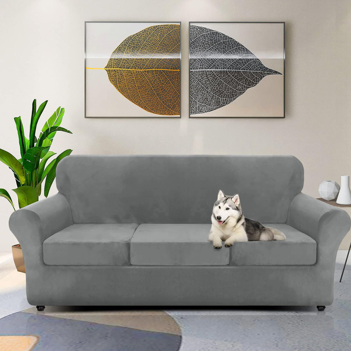 ZNSAYOTX velvet cover with three cushions provides neat, removable cushion protection for easy cleaning.