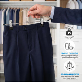 ZOBER adjustable clip hangers adapt to fabrics for fewer wrinkles.