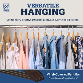 ZOBER heavy-duty hanger supports thicker coats and structured jackets.