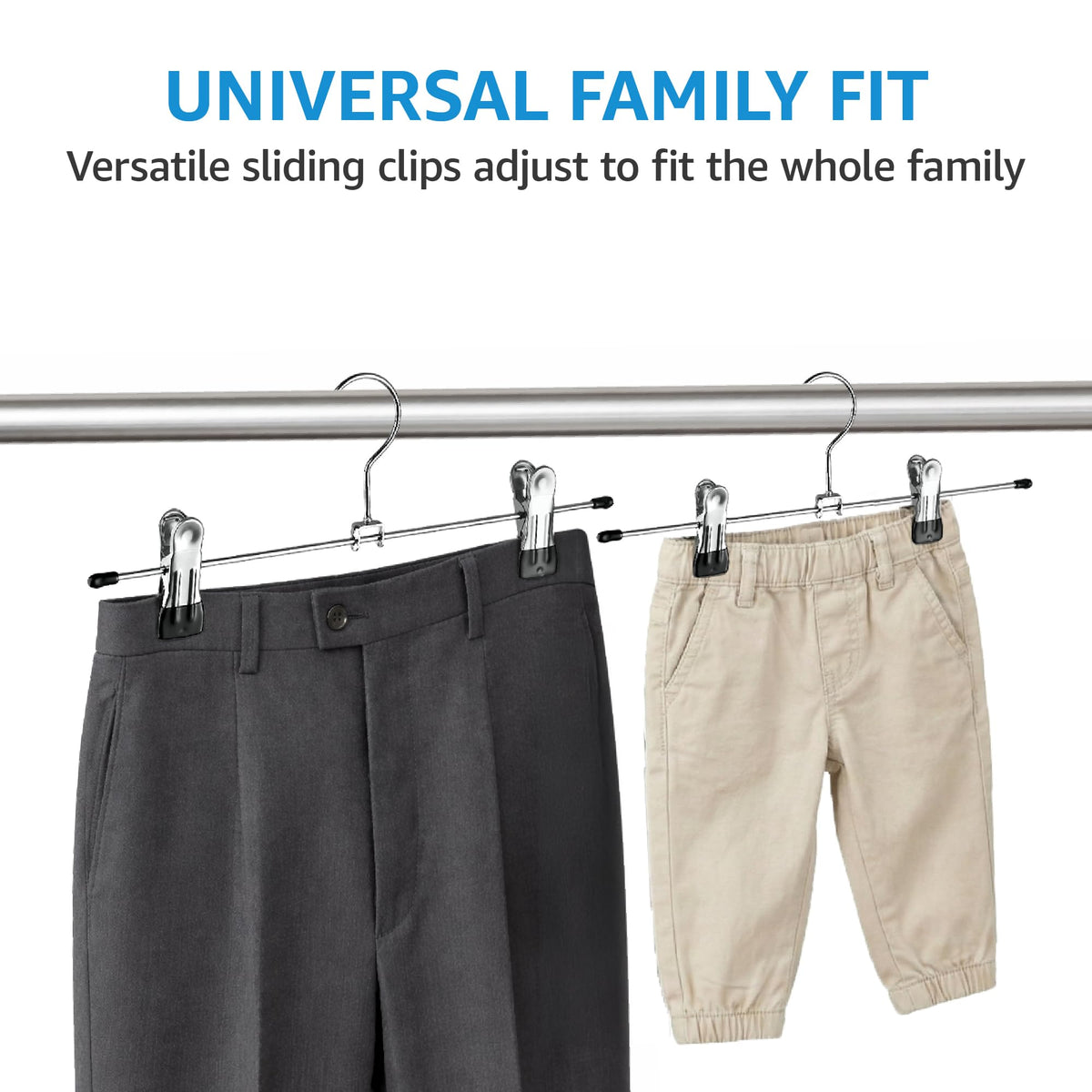 ZOBER chrome hangers ideal for dorm closets with durable construction.