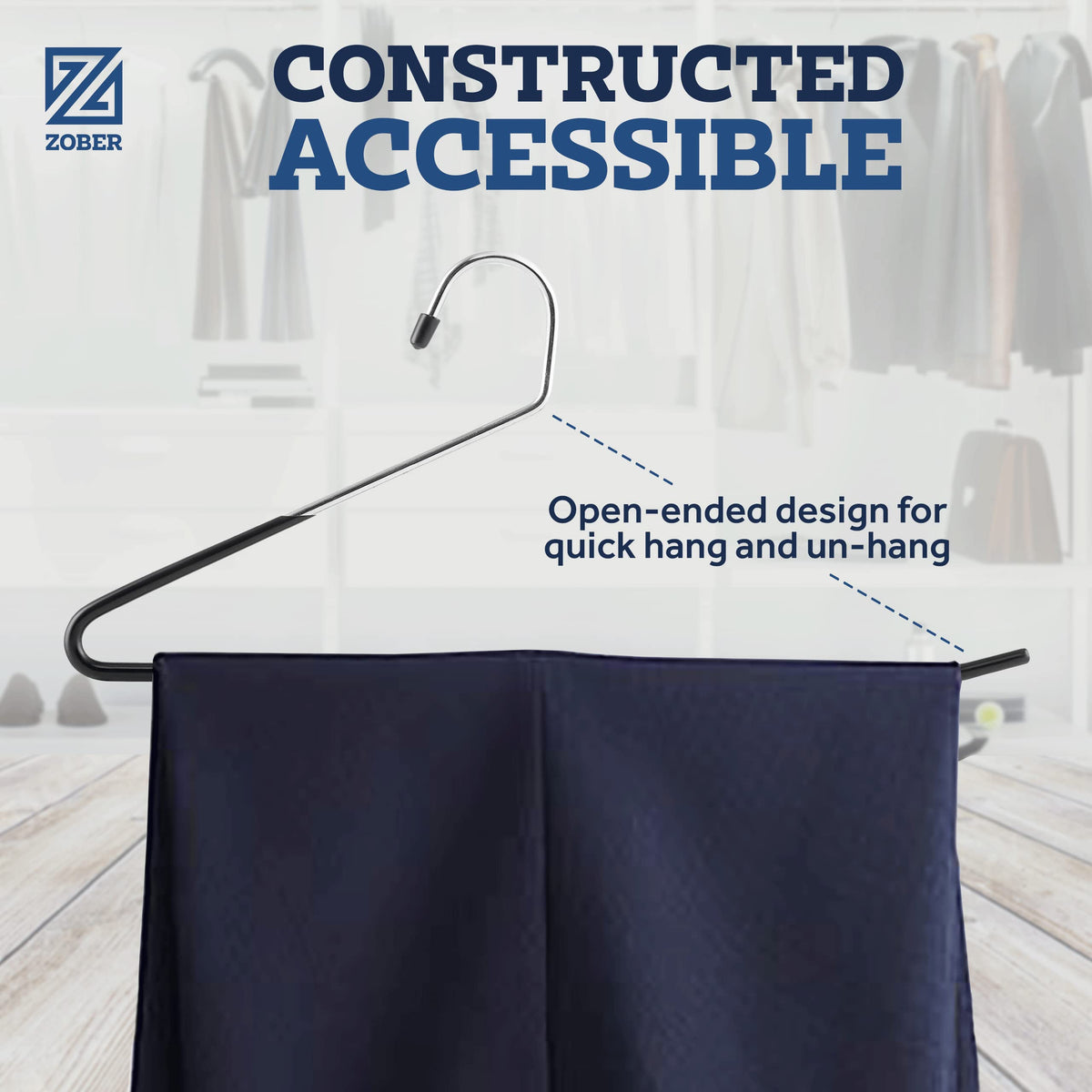 Zober denim-friendly pants hangers keep jeans neatly aligned