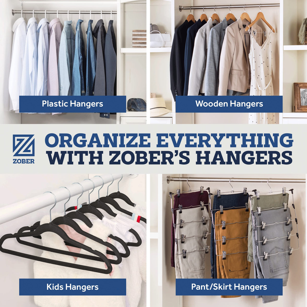 Zober durable metal hangers support heavy garments without bending