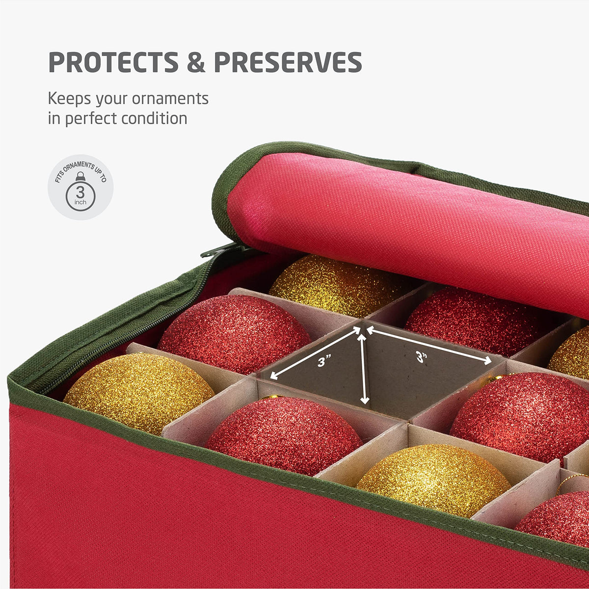 ZOBER festive red color adds holiday flair while keeping decorations organized.