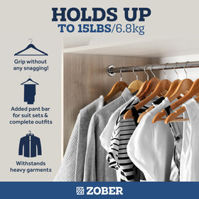 zober grooved pant bar demonstrates firm grip for pants and skirts.