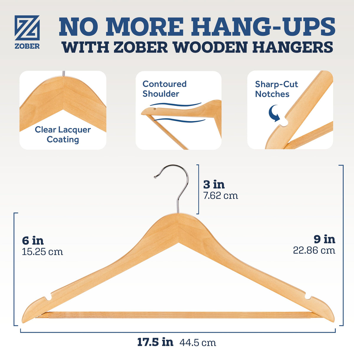 zober hanger notches close-up secures camisoles and delicate fabrics.