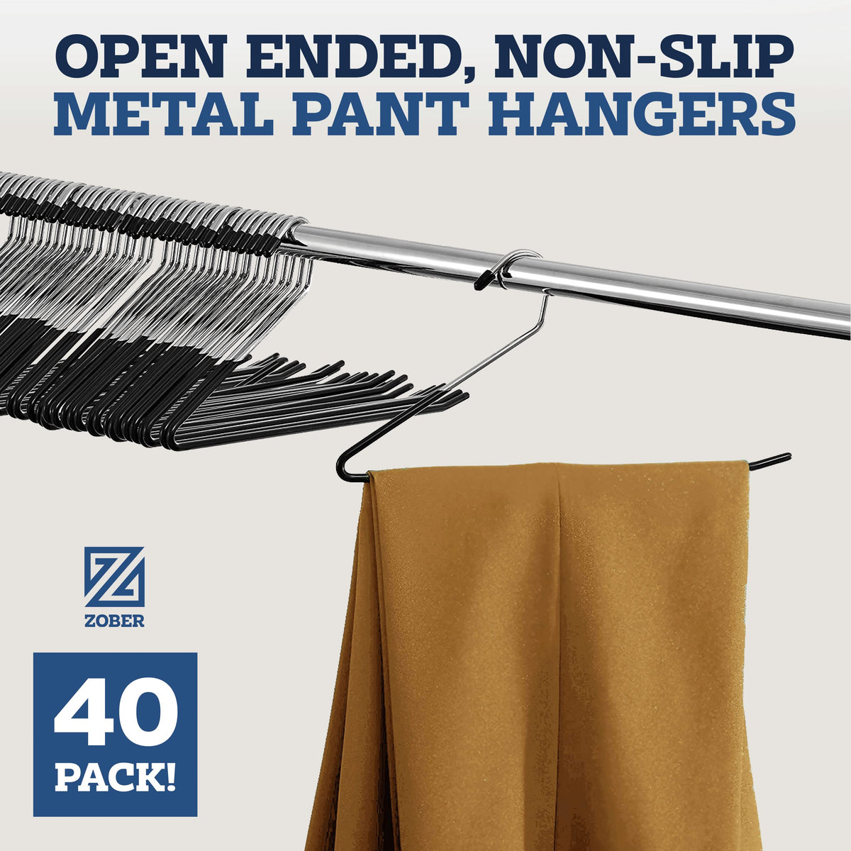 Zober metal hangers provide durable daily closet use