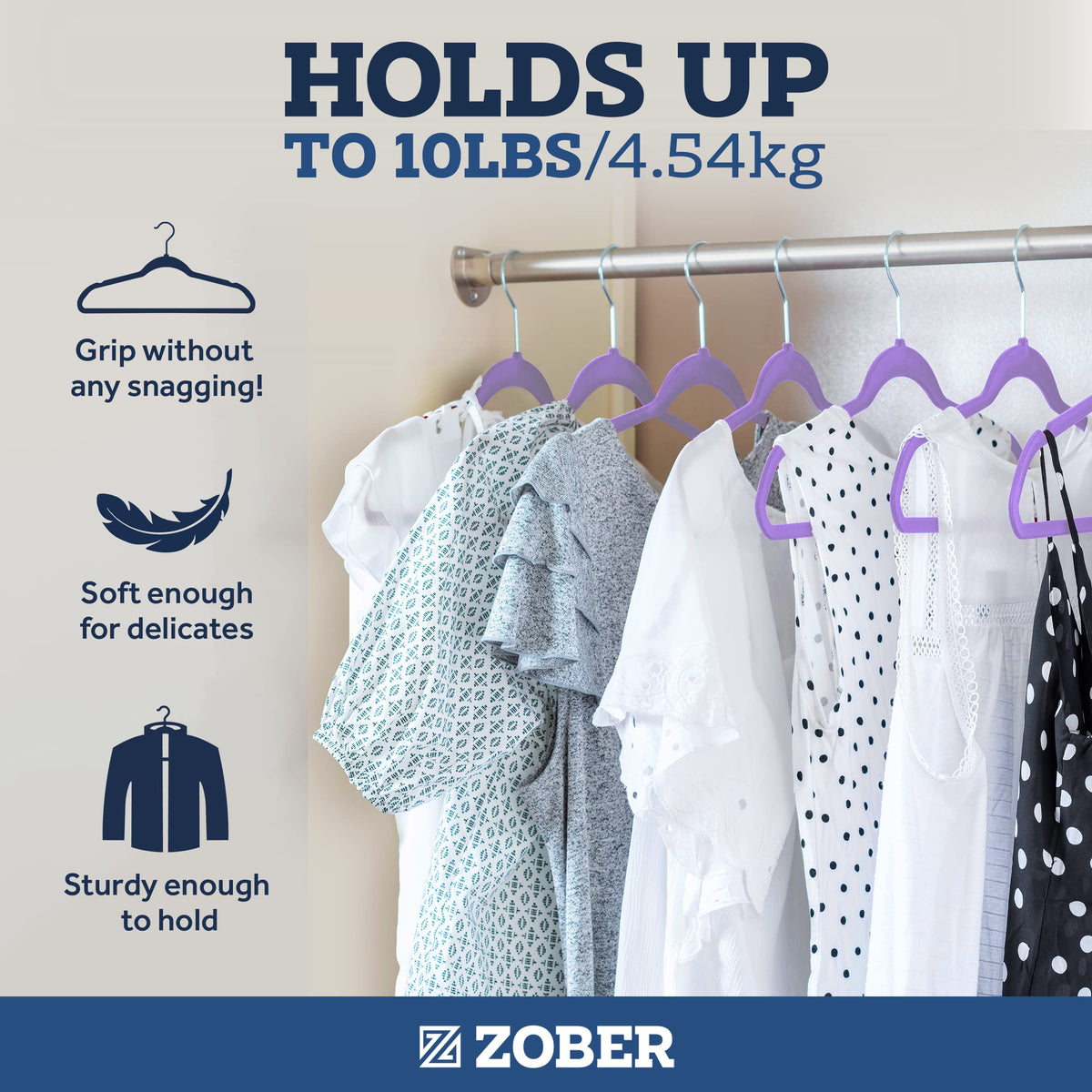 ZOBER velvet hangers with extra bar for pants and skirts