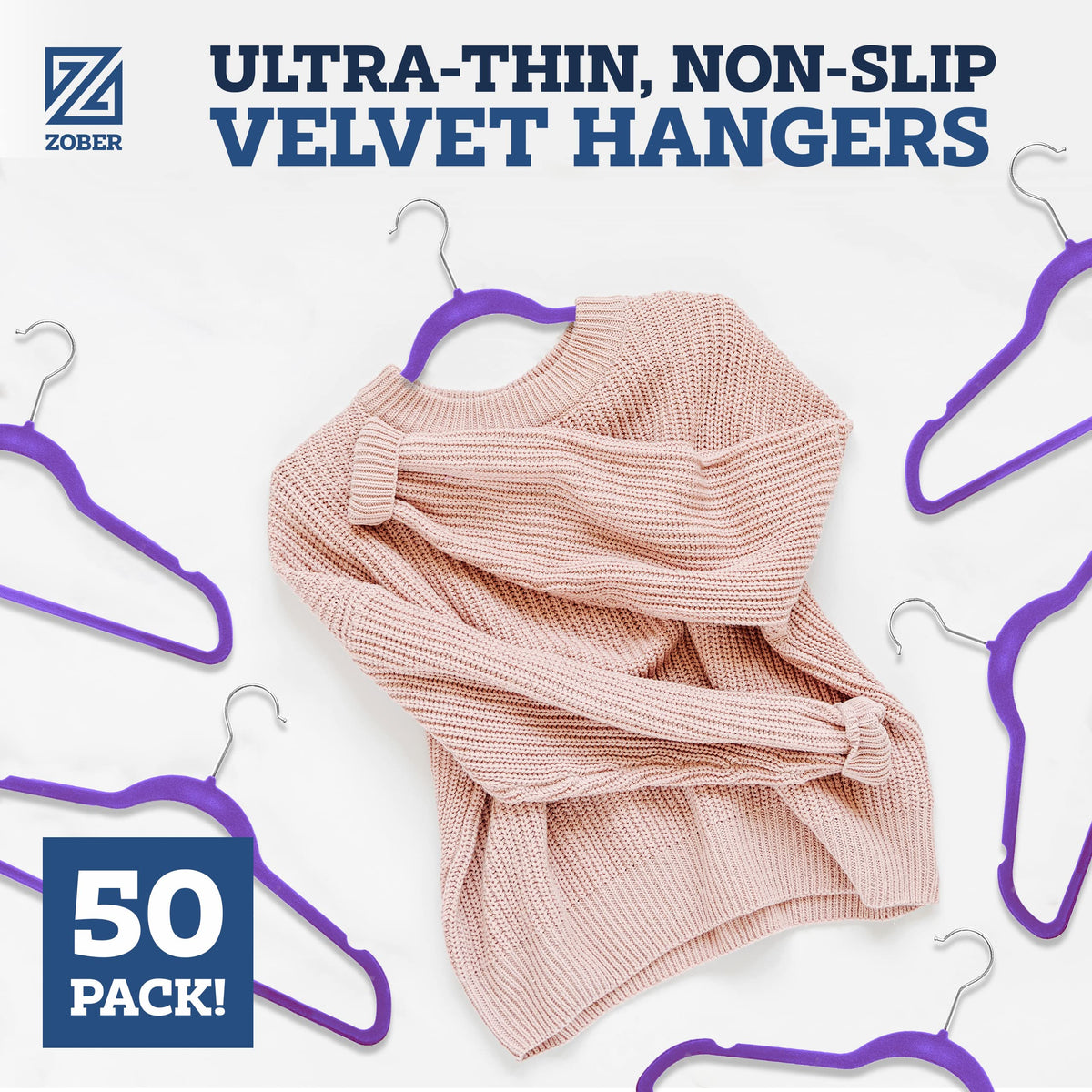 ZOBER velvet hangers non-slip surface prevents slipping delicate fabrics