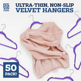 ZOBER velvet hangers non-slip surface prevents slipping delicate fabrics