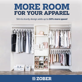 ZOBER Slim design saves closet space and reduces bulk