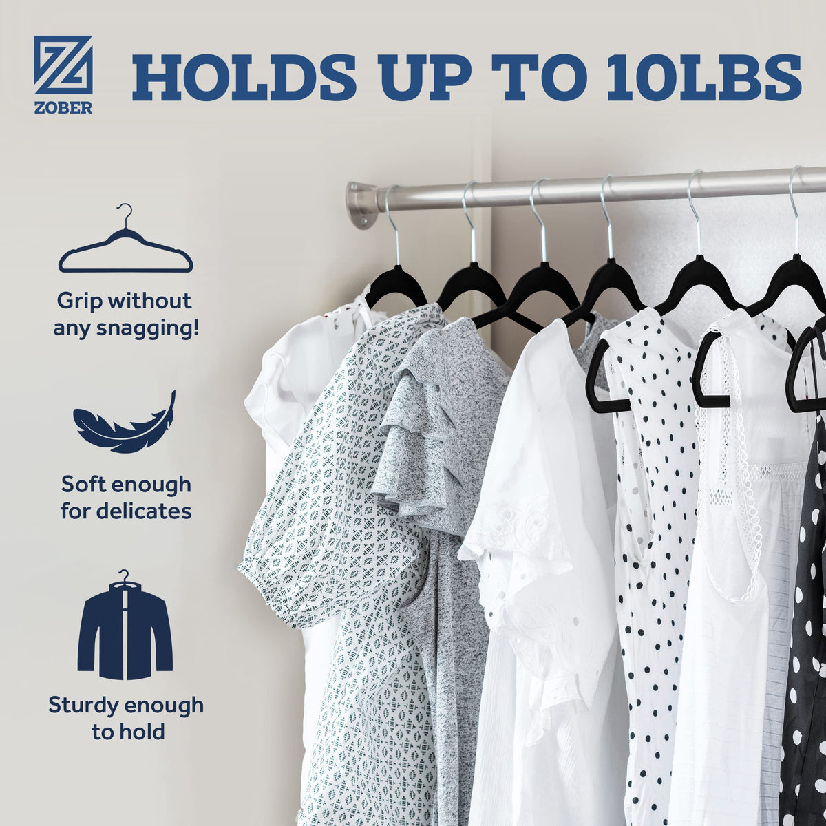 ZOBER Strong grip holds up to 10 lbs without slipping