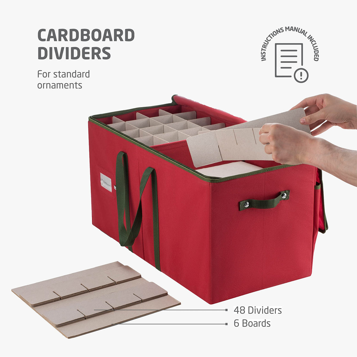ZOBER ornament storage box in sturdy 600D oxford fabric for durable use.
