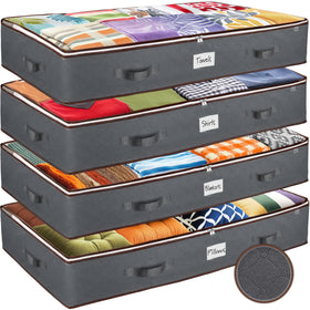 Zober under bed storage container with clear top showing contents for easy identification