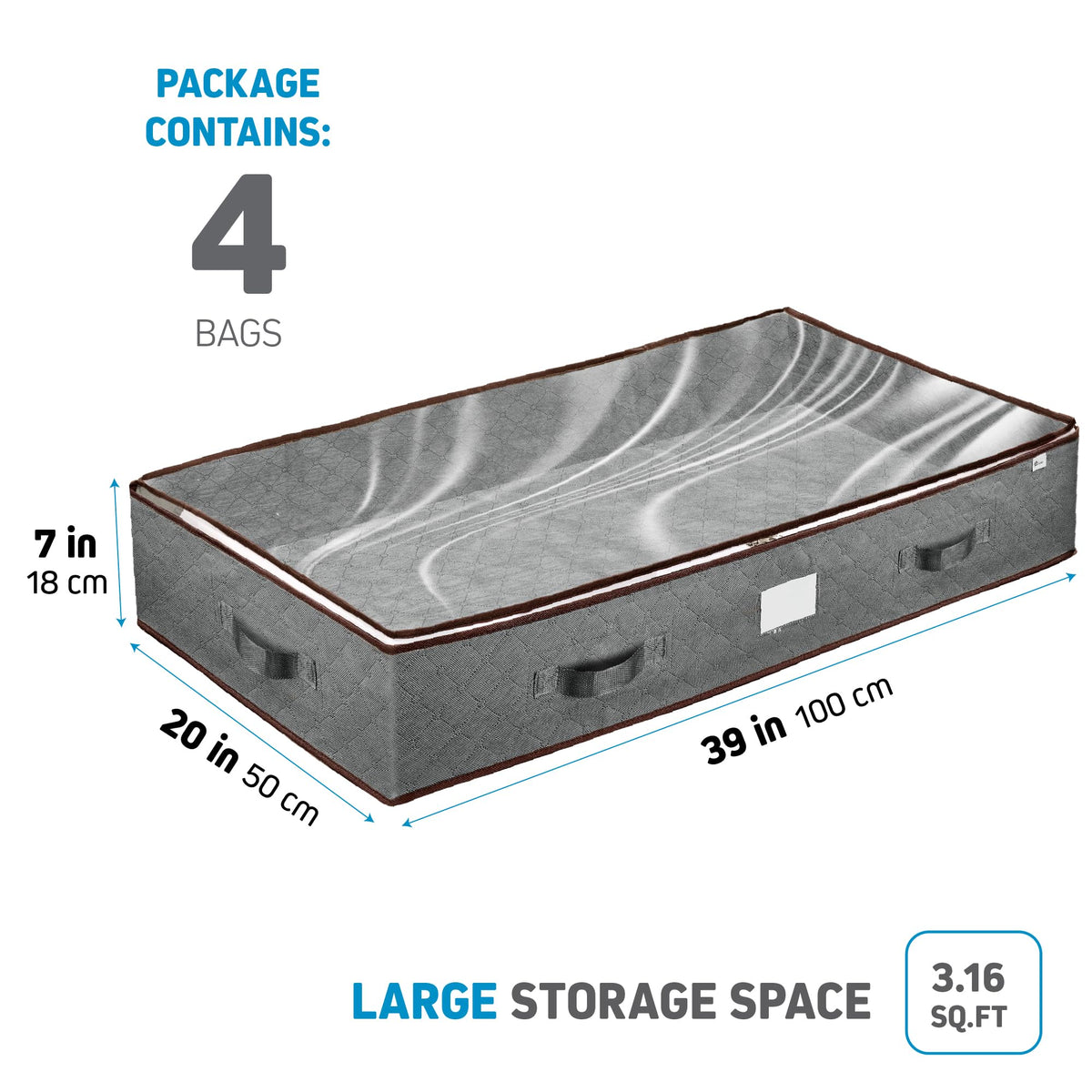Zober under bed storage container with dual zippers for quick access from both sides
