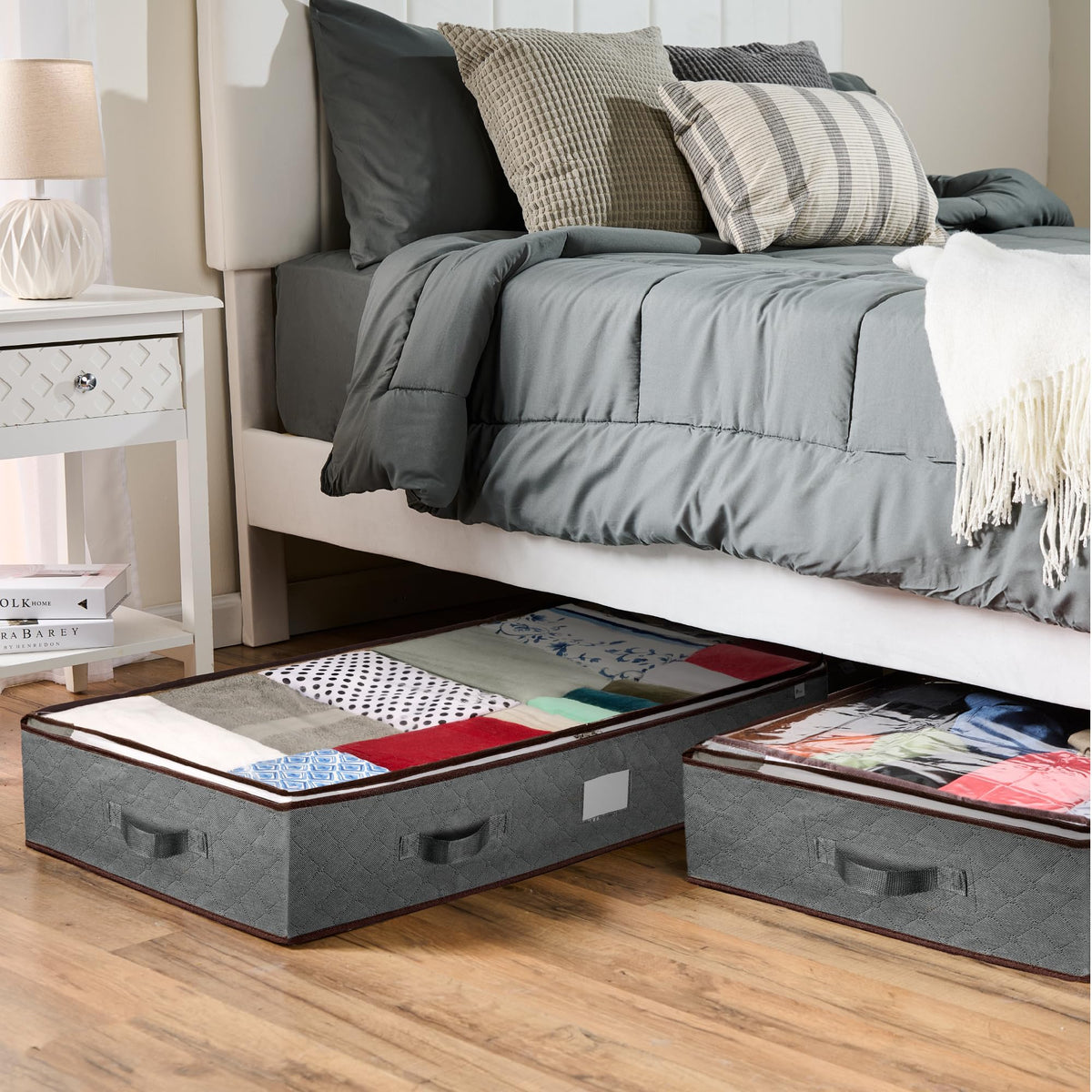 Zober under bed storage container lightweight non-woven polypropylene material