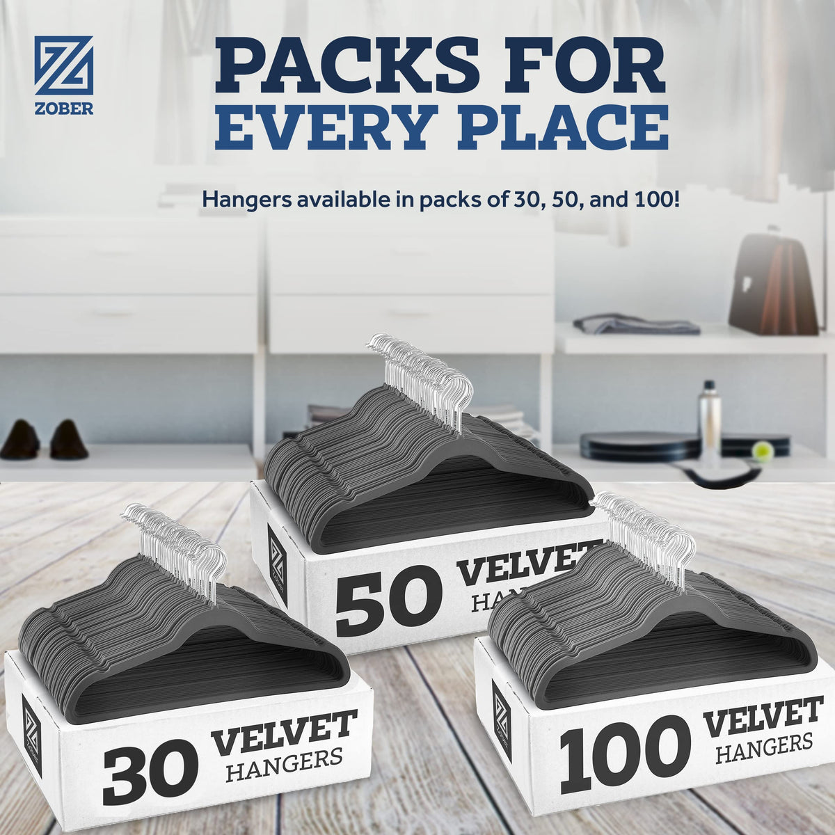 Zober Velvet Hangers 360-degree swivel hook for easy arrangement