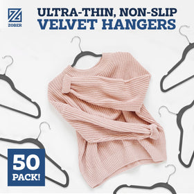 Zober Velvet Hangers non-slip surface keeps delicate fabrics securely hung