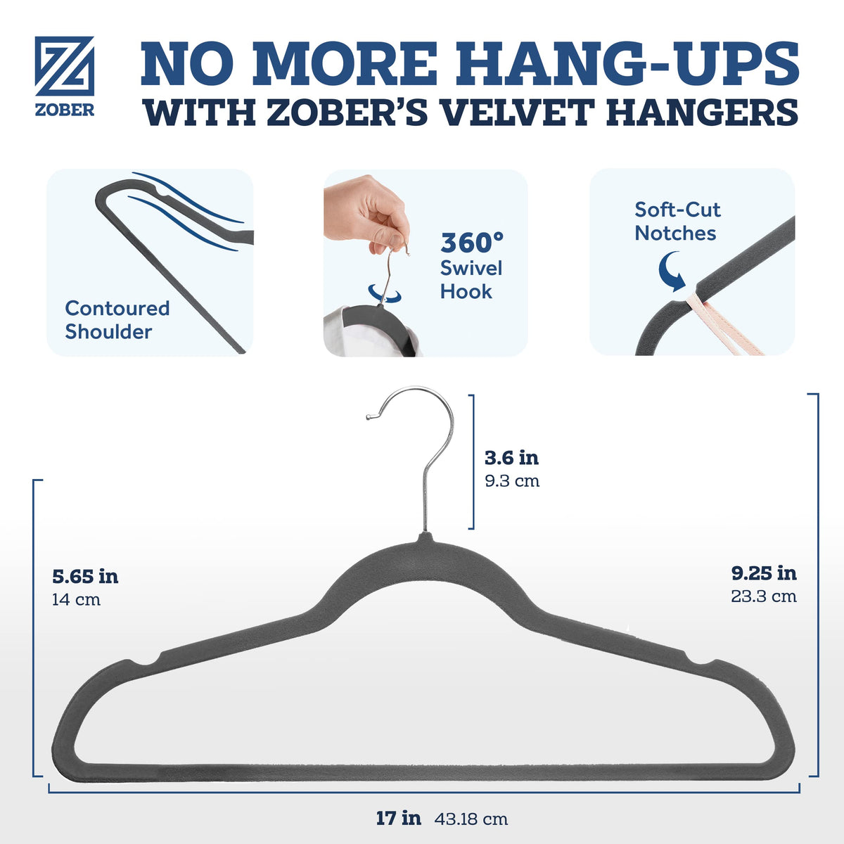Zober Velvet Hangers with strong grip for heavy coats and jackets