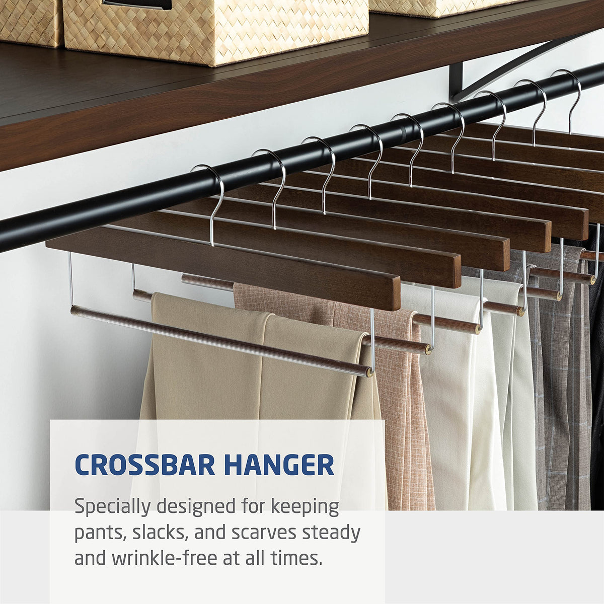 Zober anti-slip brass bar closeup demonstrates secure pant grip for busy mornings.