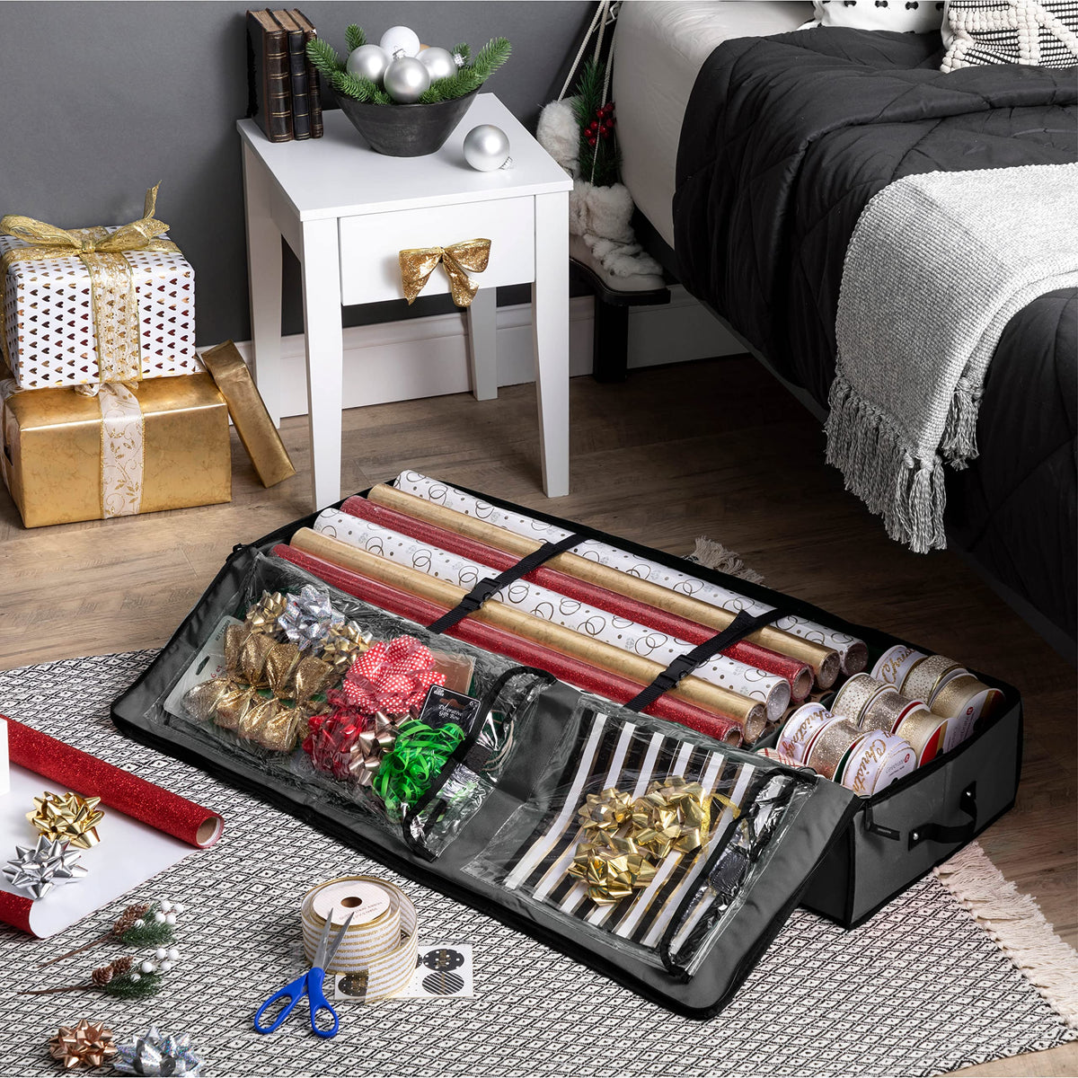 ZOBER wrap storage with dual zipper keeps bows and tools secure and accessible.