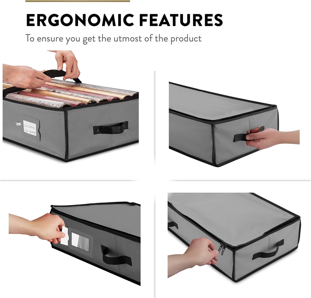 ZOBER slim design fits neatly on shelves or under beds.