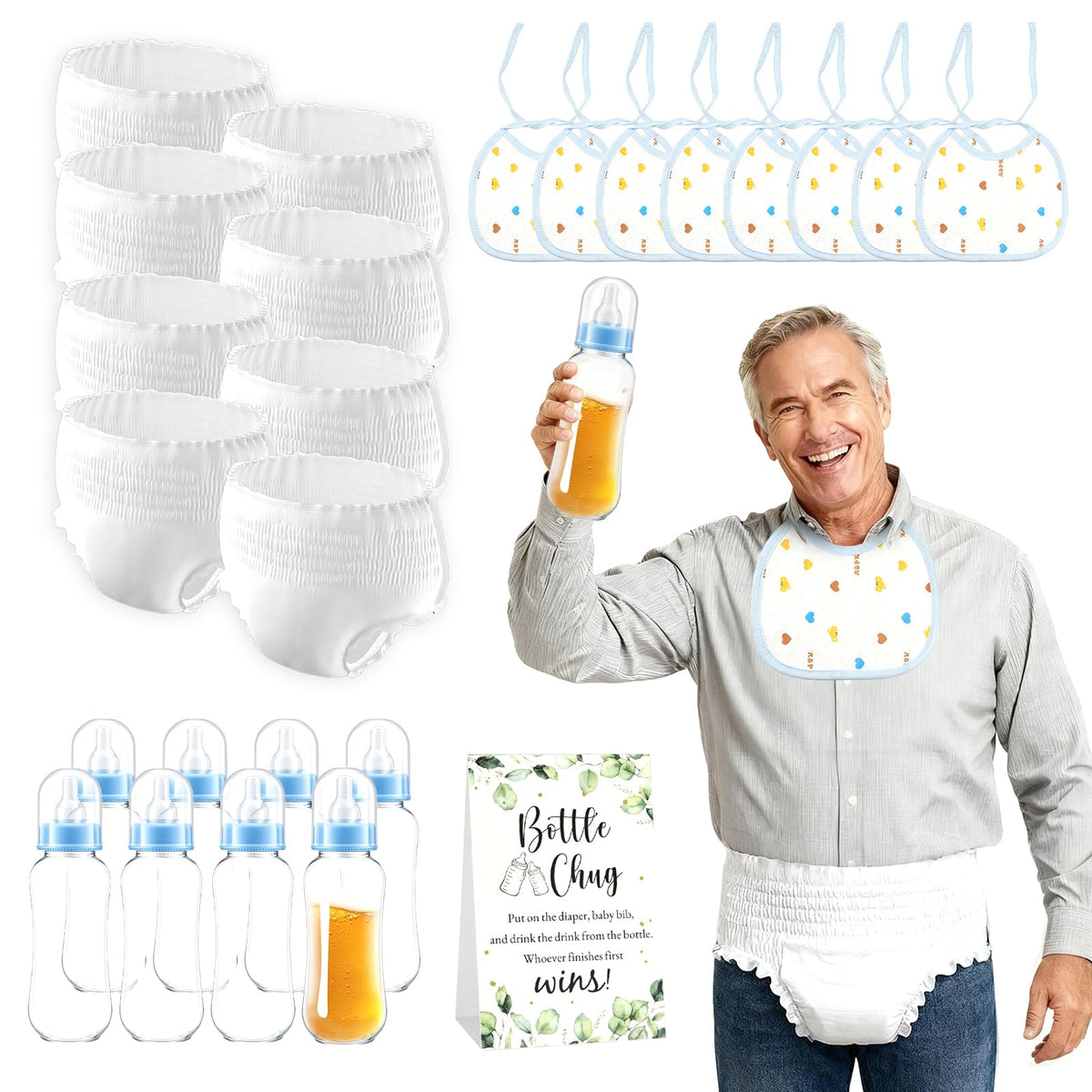 ZOCONE 8-baby-bottles-blue-set for quick, engaging baby shower game setup