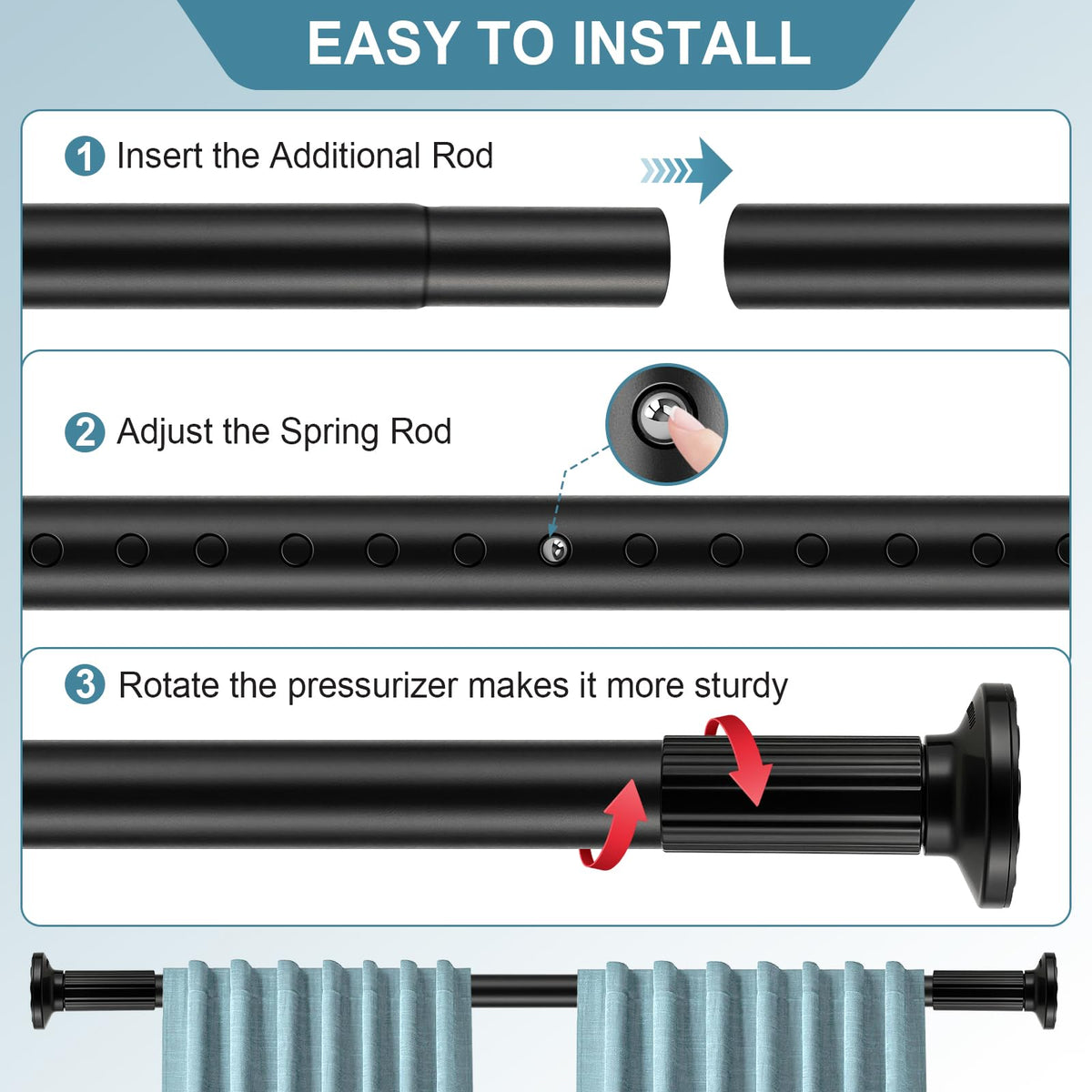 ZOCONE rod with 1.26-inch diameter for sturdy curtain support