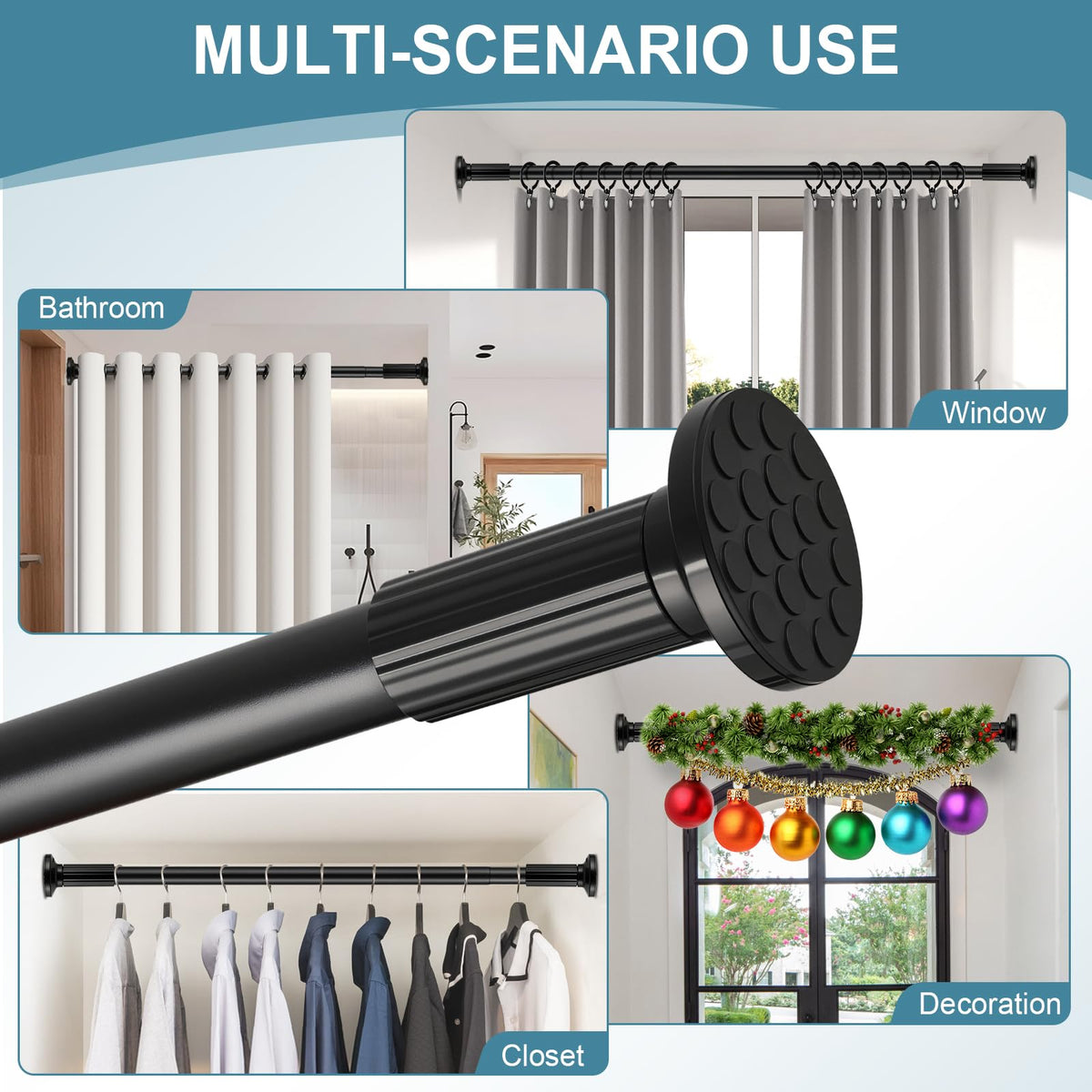ZOCONE versatile indoor-outdoor rod for bathrooms and living areas