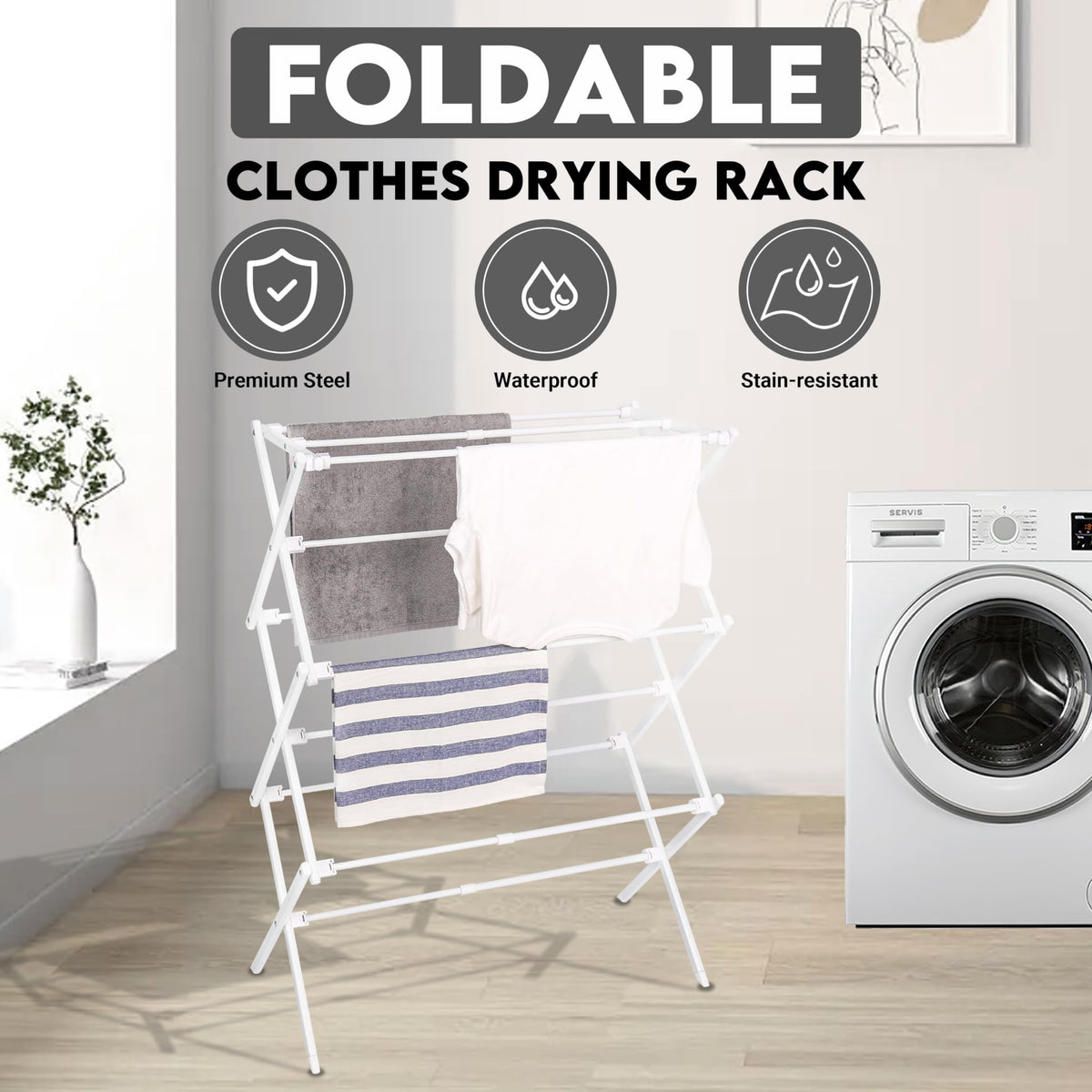 ZOES HOMEWARE 2026 enhanced drying rack assembled for sturdy laundry days.