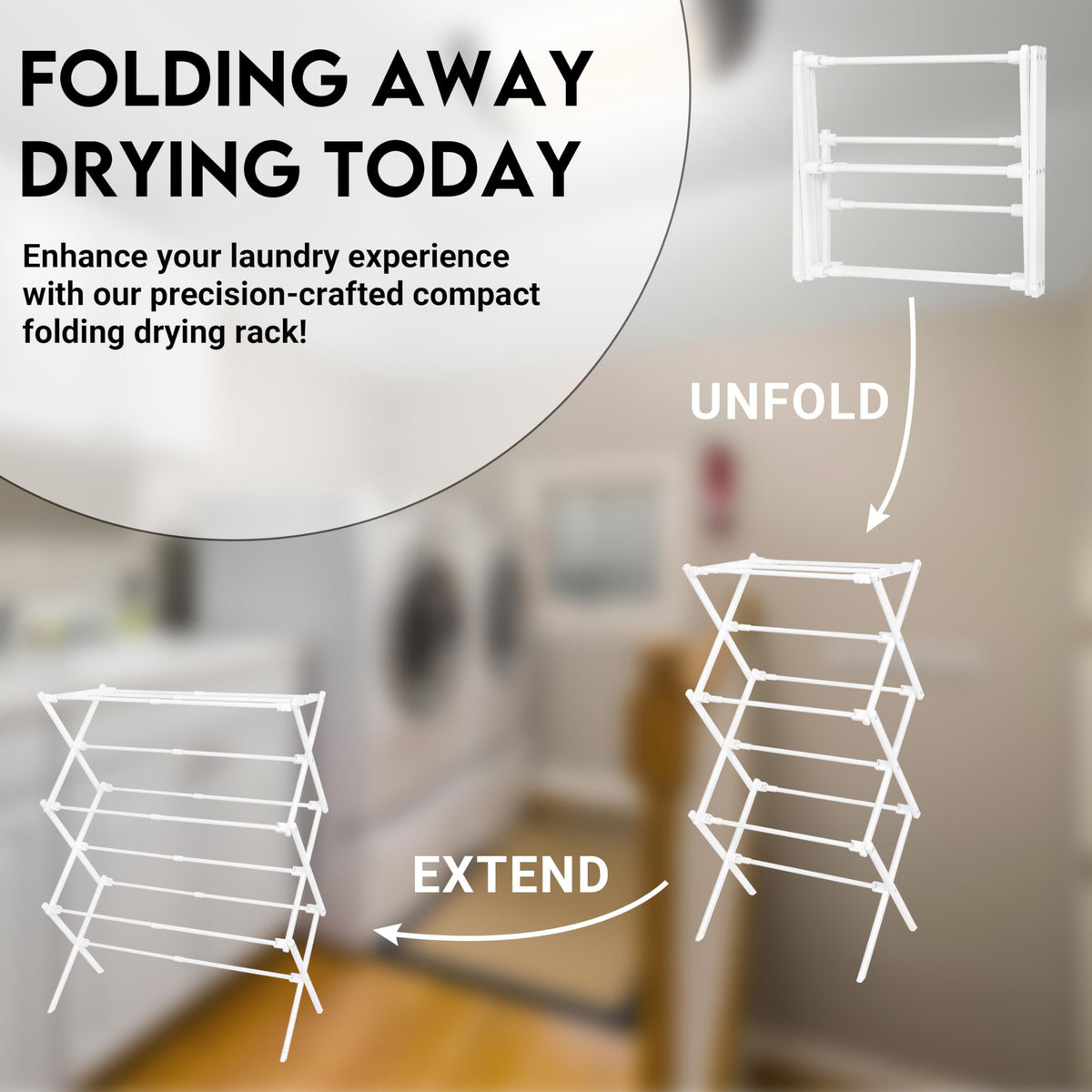 ZOES HOMEWARE drying rack folds neatly for apartment storage.