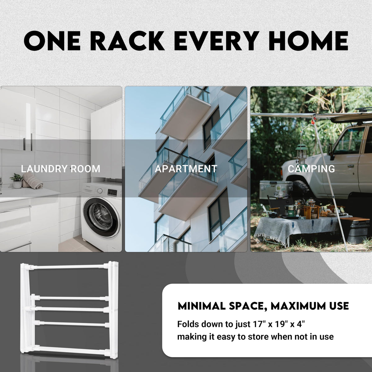 ZOES HOMEWARE indoor outdoor drying rack versatile for any space.