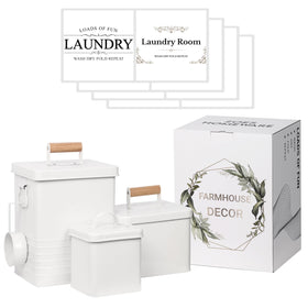 ZOES HOMEWARE laundry powder container with a clean white finish for organized storage