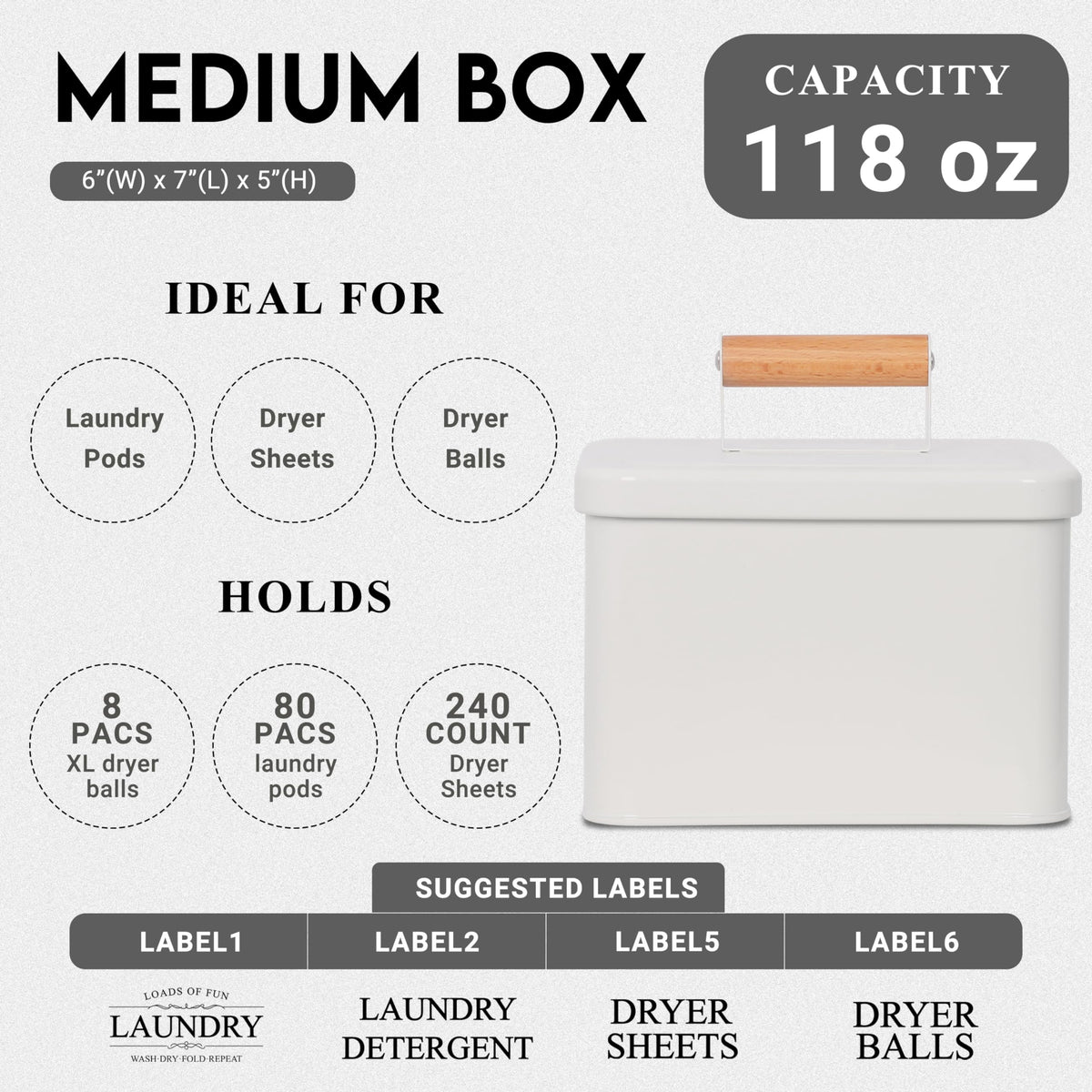 ZOES HOMEWARE white metal box with wooden handle adds farmhouse charm and practicality