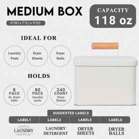 ZOES HOMEWARE white metal box with wooden handle adds farmhouse charm and practicality