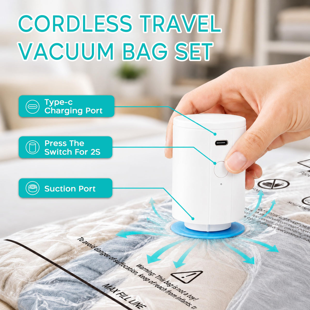 ZOESTORAGE semi-transparent bags help quick content checks while packing.