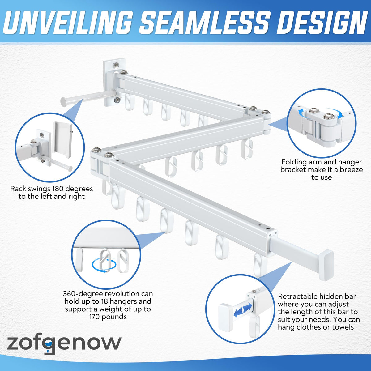 ZOFGENOW aluminum drying rack resists rust for long-lasting use indoors or outdoors.