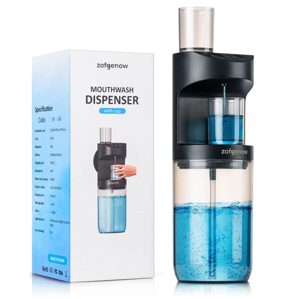ZOFGENOW automatic mouthwash dispenser wall-mounted for hands-free refills.