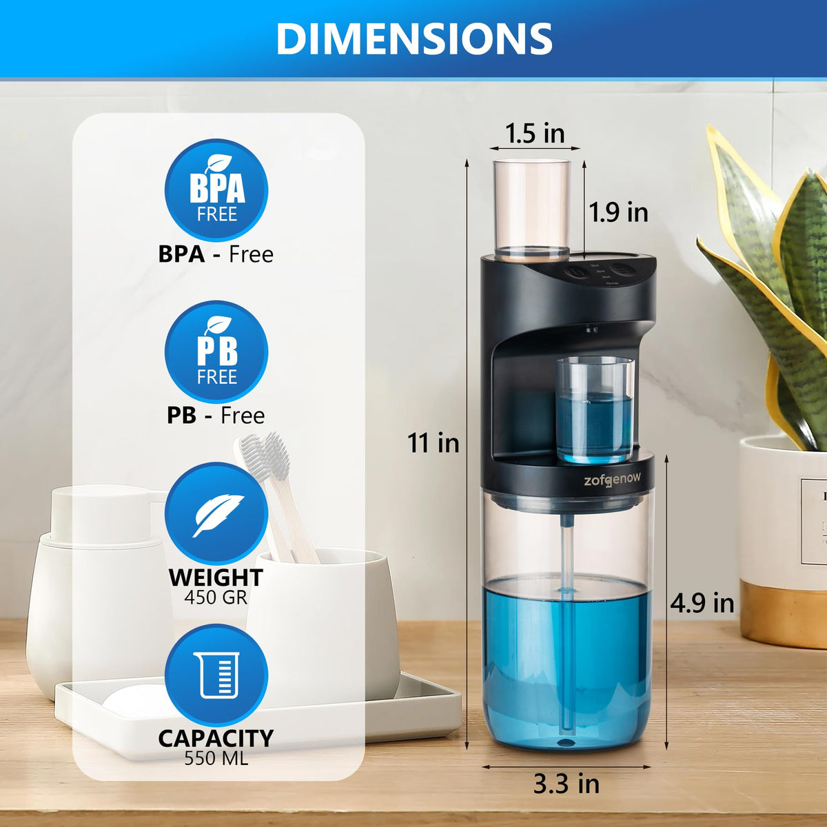ZOFGENOW rechargeable design reduces waste and batteries.