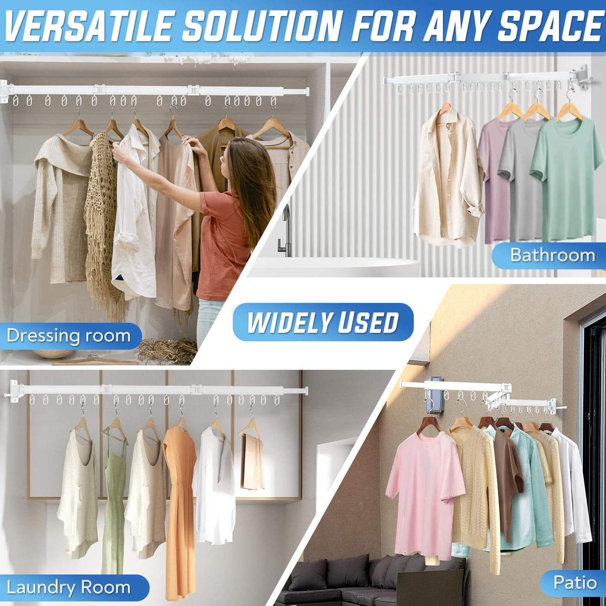 ZOFGENOW tri-fold design saves space while expanding clothes-drying area.